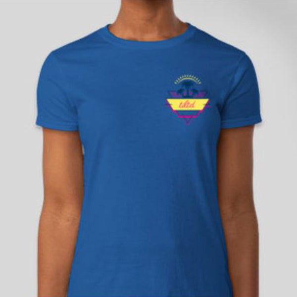 The "TILTD Retro Palm" Royal Blue Ladies T-Shirt